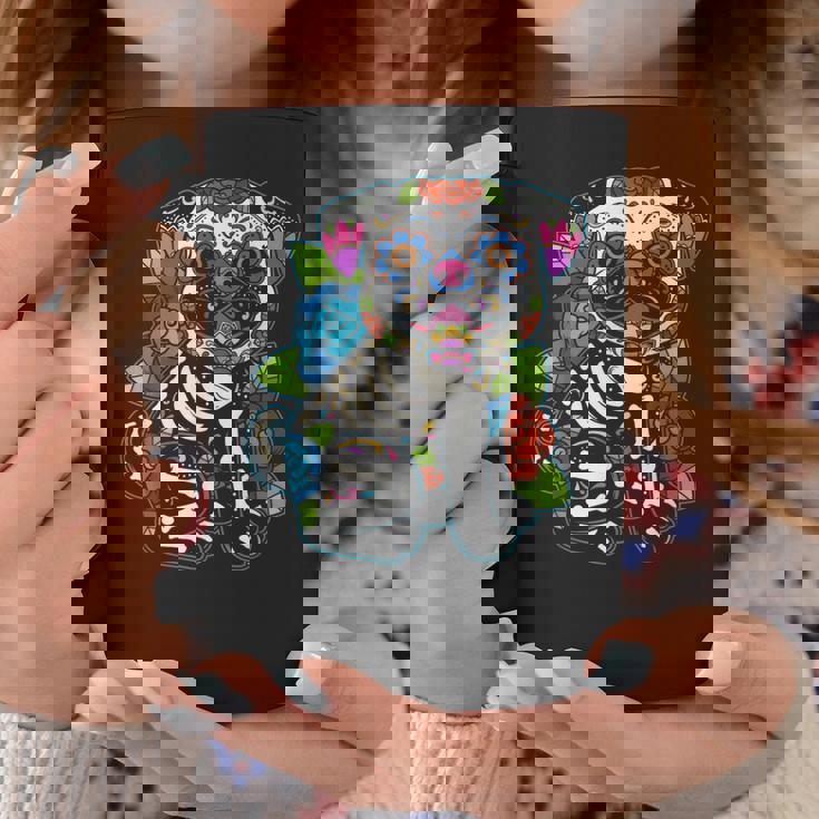 パグ シュガースカル メキシコ 犬 カラベラ 死者の日 コーヒーマグ 面白い贈り物