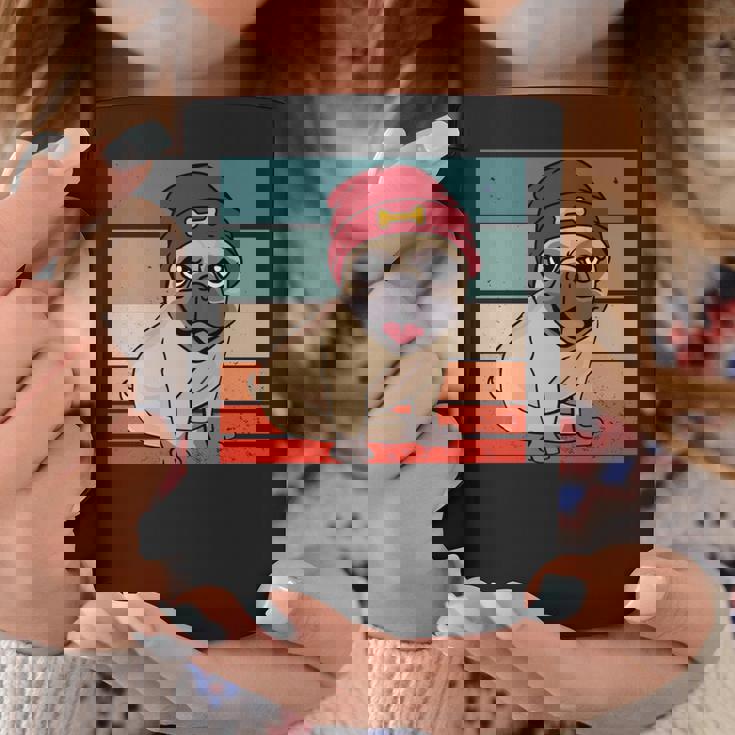 パグ ビーニー 赤骨かわいい遊び心のある幸せなスタイリッシュな動物ペット 長袖tシャツ コーヒーマグ 面白い贈り物