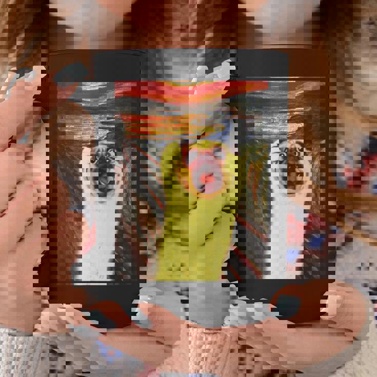 パグ 面白いtシャツ 犬 ムンクの叫び かわいい メンズ 子供 おもしろ 服 グッズ ネタ わんこ イヌ コーヒーマグ 面白い贈り物