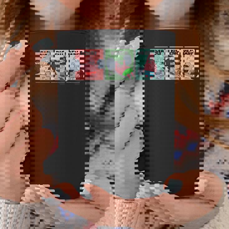 パトリック スクワット、ベンチ、デッドリフト 面白いパワーリフティング コーヒーマグ 面白い贈り物