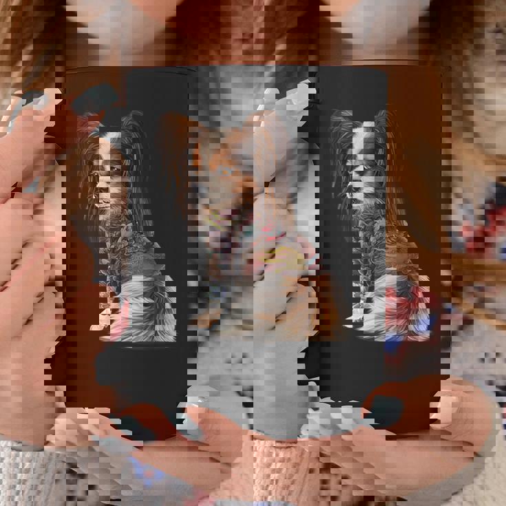 パピヨン犬 日本の伝統的なドラゴンタトゥー イレズミ コーヒーマグ 面白い贈り物