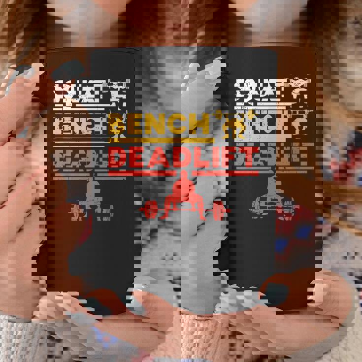 パワーリフティング、スクワット、ベンチ、デッドリフト、ウェイトリフティングtシャツ コーヒーマグ 面白い贈り物