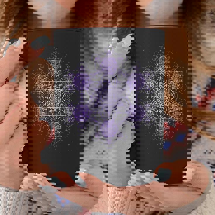 パープル フラクタル メタトロンキューブ 神聖な幾何学 スピリチュアル コーヒーマグ 面白い贈り物