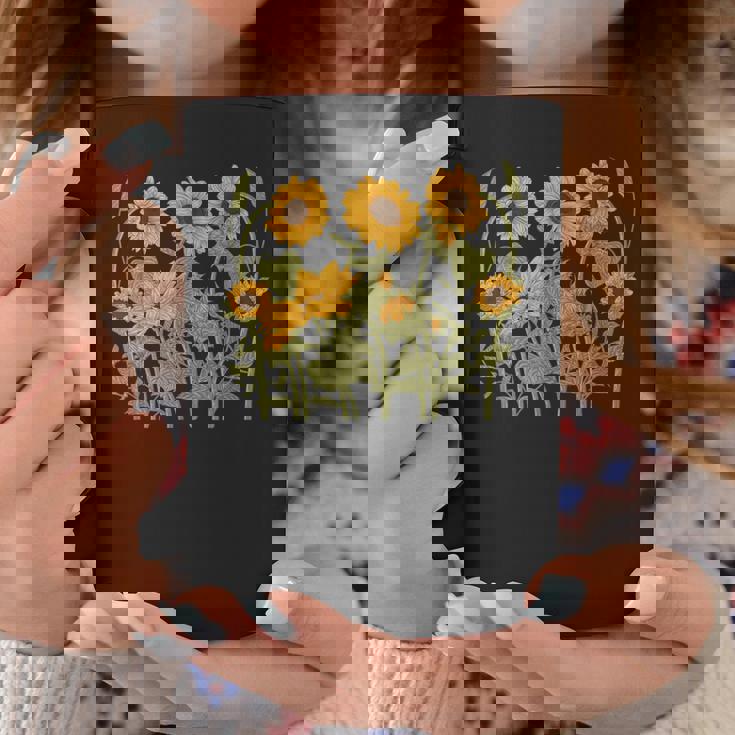 ヒマワリ 野花 ヴィンテージ ボタニカル 植物 ガーデニング コーヒーマグ 面白い贈り物