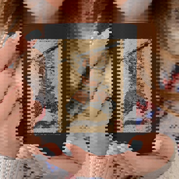 ビンテージアニメ 日本美術 野球選手の侍猫 長袖tシャツ コーヒーマグ 面白い贈り物