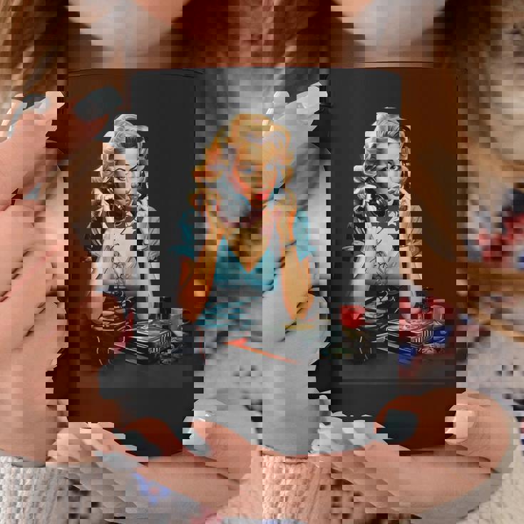 ピンナップガール ヴィンテージ電話 オールドスクール コーヒーマグ 面白い贈り物