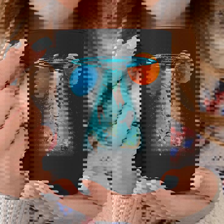 ファニースペースキャット Ufo 宇宙人 空飛ぶ猫 ギャラクシープラネット グラフィック コーヒーマグ 面白い贈り物