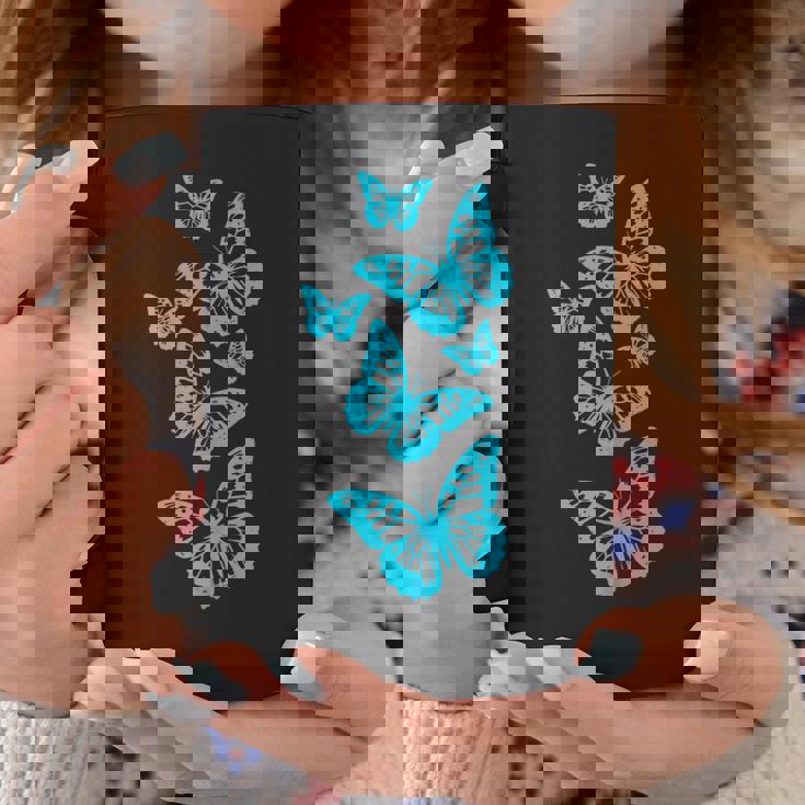 ファンタジー エレガント 蝶 ブルー ブラック シェイプ マニア コーヒーマグ 面白い贈り物