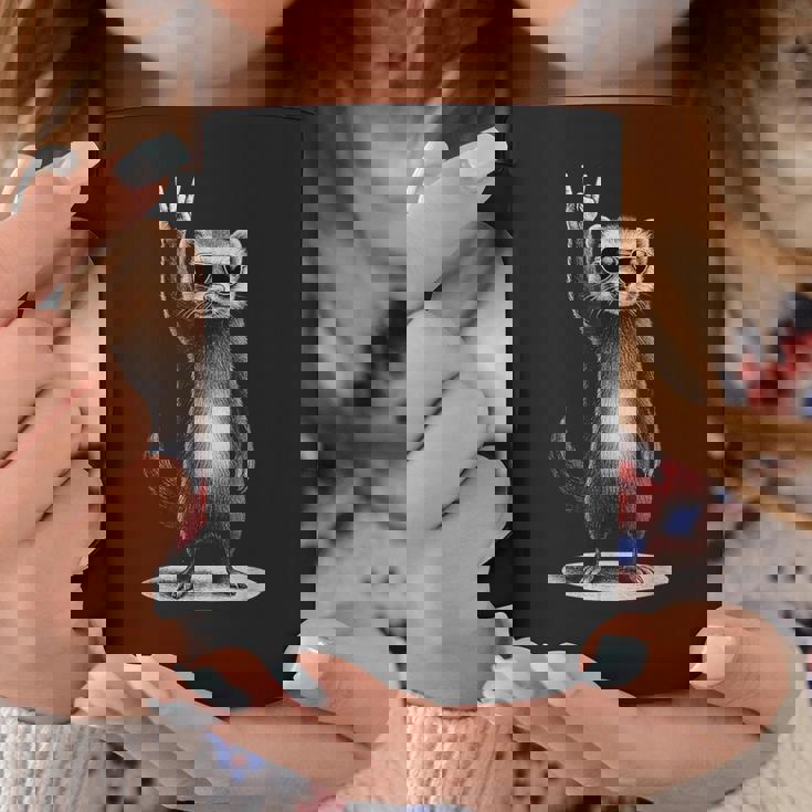 フェレット ロックミュージック レトロ ヴィンテージ ペット愛好家 コーヒーマグ 面白い贈り物