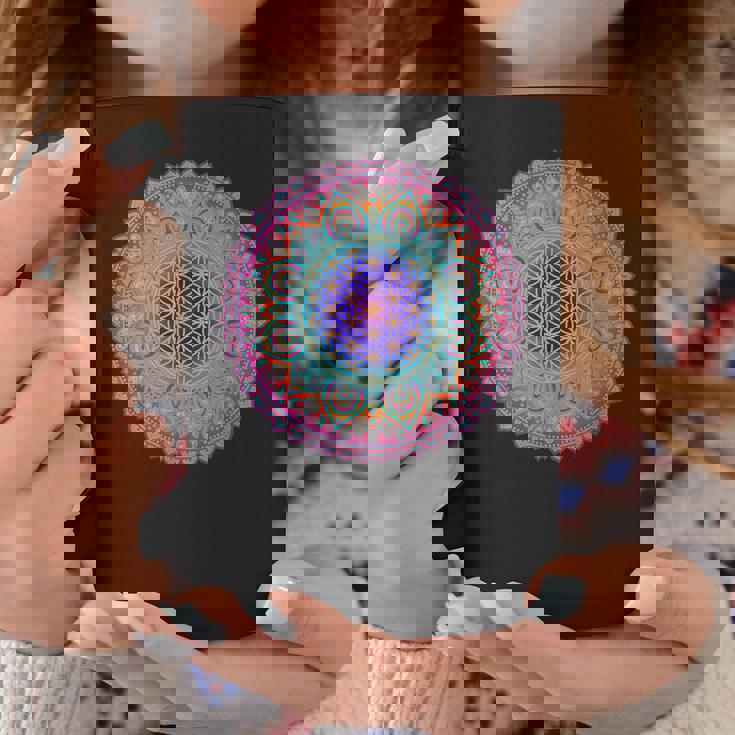 フラワー・オブ・ライフシンボル 民間伝承 マンダラ 5 ファン ファン ファン コーヒーマグ 面白い贈り物