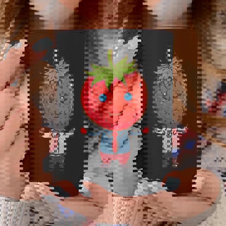 フルーツやネクタイ好きのための従業員ストロベリーアウトフィット コーヒーマグ 面白い贈り物