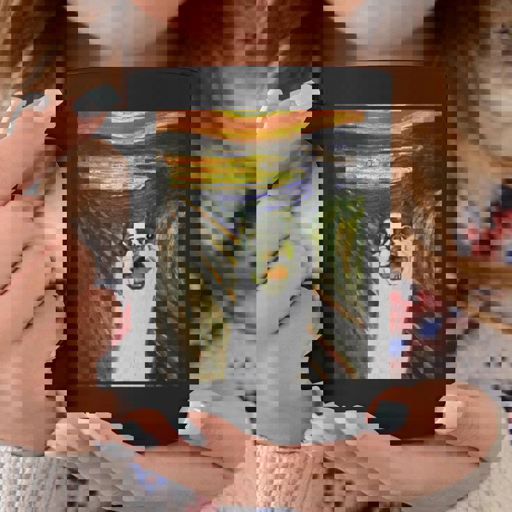 フレンチブルドッグ 面白いtシャツ 犬 ムンクの叫び かわいい メンズ 子供 おもしろ 服 ネタ わんこ コーヒーマグ 面白い贈り物