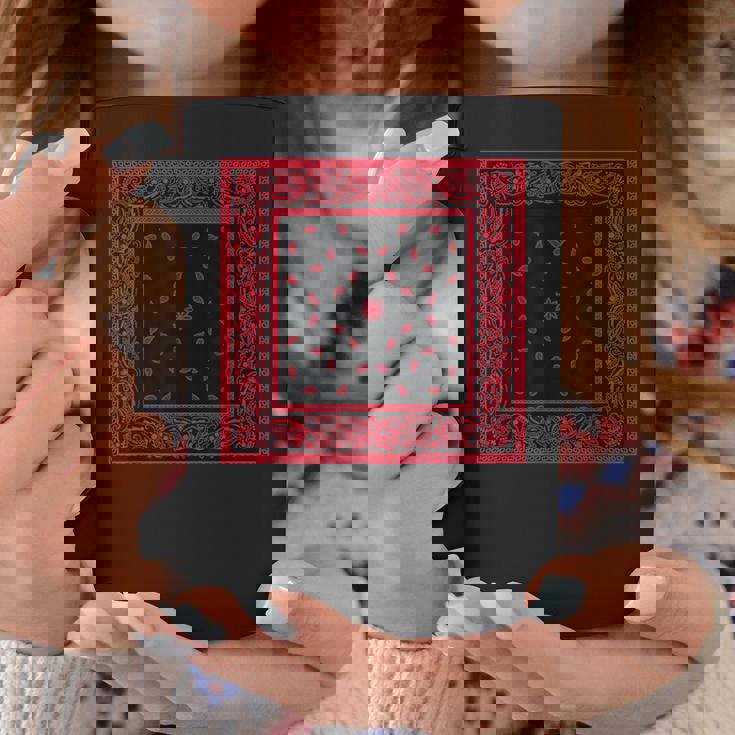 メンズ ブラックレッドバンダナプリントtシャツ ペイズリー柄 レッドラグ コーヒーマグ 面白い贈り物