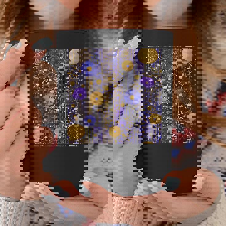 ブルーとゴールド フラワーガーデン アフタークリムト コーヒーマグ 面白い贈り物