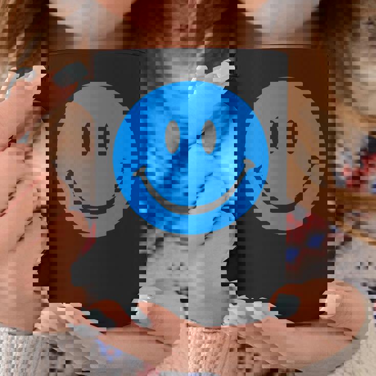 ブルースマイリーフェイス レトロブルーハッピーフェイス コーヒーマグ 面白い贈り物