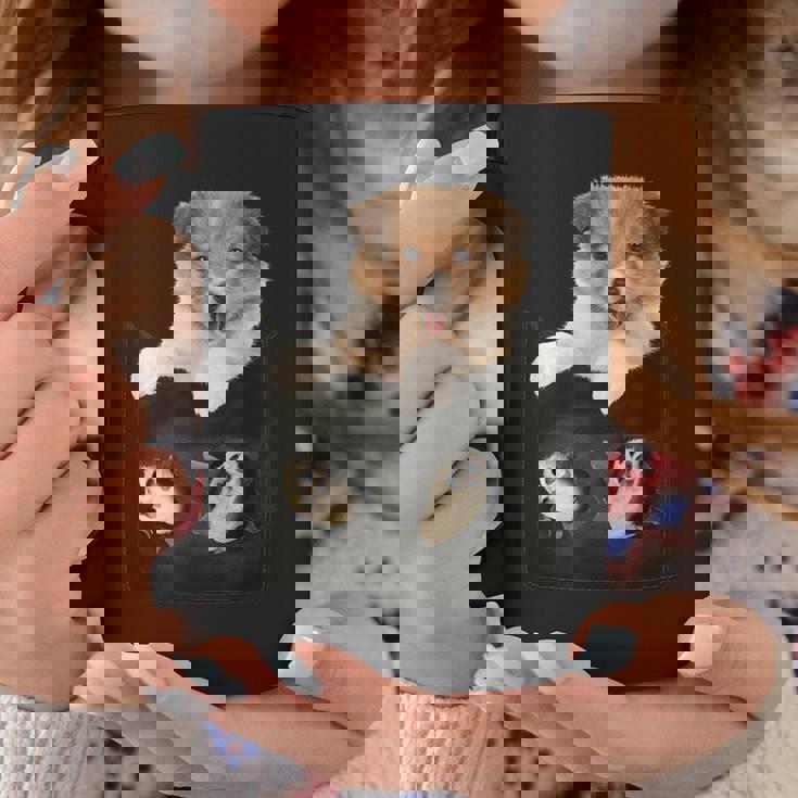 プリントポケットに入ったコリー犬 犬好きに面白い コーヒーマグ 面白い贈り物