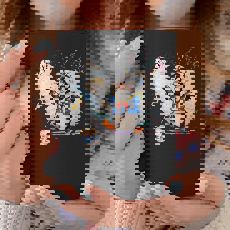 ペンギン 水兵 セーラー襟 錨マーク リボン 可愛い 赤 青 黄色 ピンク 水色 コーヒーマグ 面白い贈り物