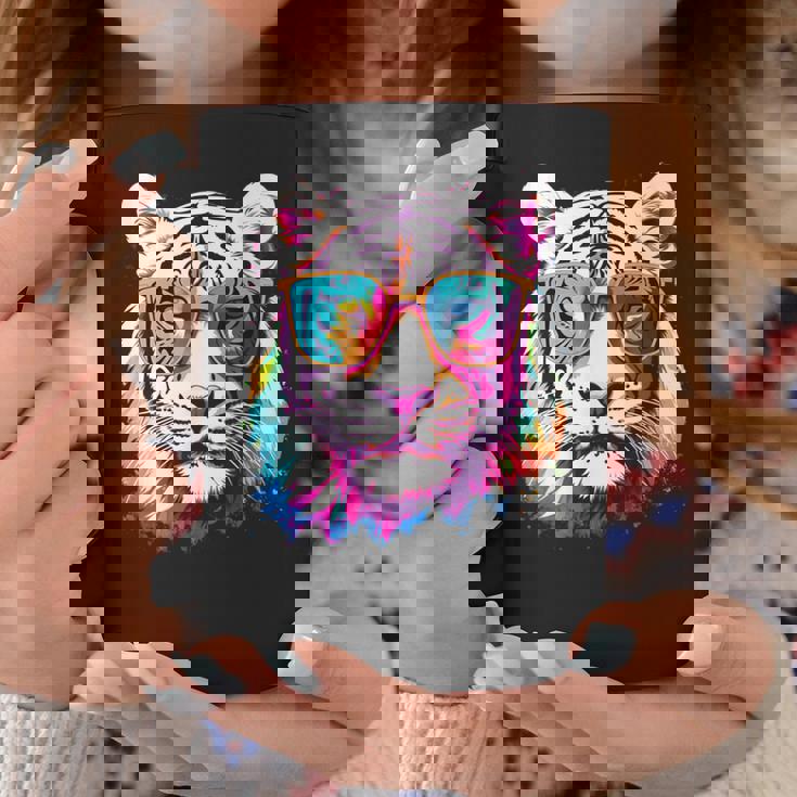 ホワイトタイガー サングラス カラフル アート 動物 虎 コーヒーマグ 面白い贈り物