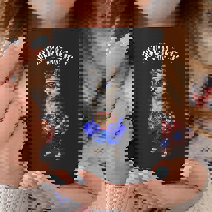 ボクシングチャンピオン ブラック柴犬ファイター コーヒーマグ 面白い贈り物