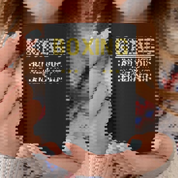 ボクシングハードワークと献身 キックボクシングジムボクサー コーヒーマグ 面白い贈り物