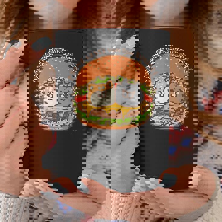 ボンレス犬とボンレス猫 ハンバーガー ダークカラー コーヒーマグ 面白い贈り物