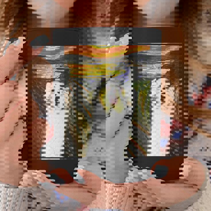 マルチーズ 面白いtシャツ 犬 ムンクの叫び かわいい メンズ 子供 おもしろ 服 グッズ ネタ わんこ コーヒーマグ 面白い贈り物