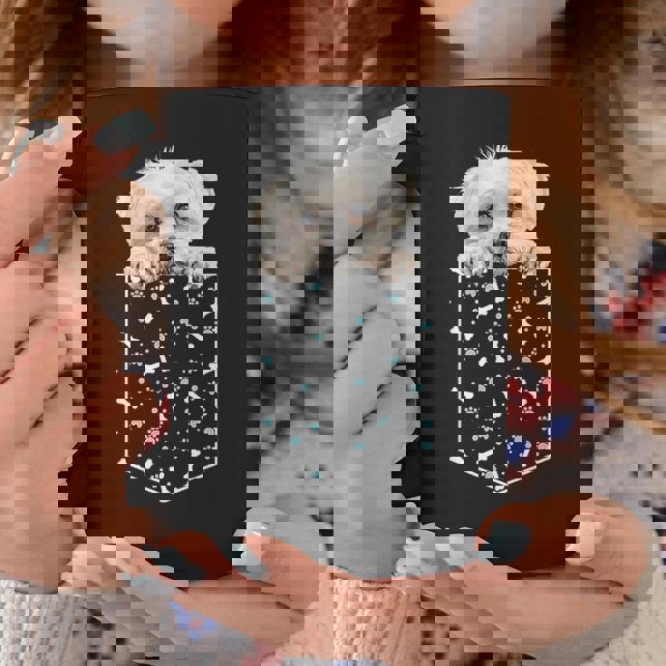 マルチーズ犬ポケット子犬の顔ペット愛好家 コーヒーマグ 面白い贈り物