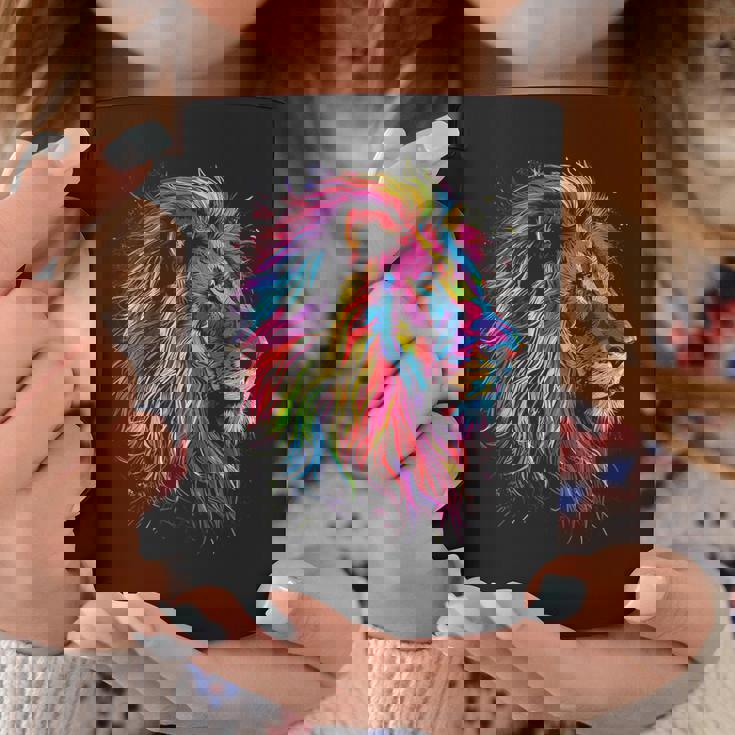 ライオンアート 抽象 カラフル 動物 グラフィック ライオン コーヒーマグ 面白い贈り物