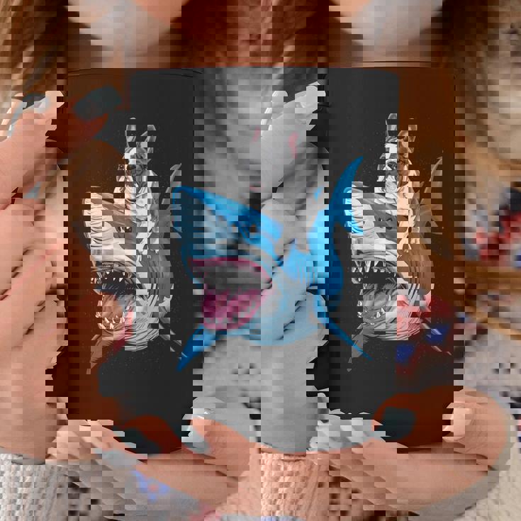 ライディング シャーク フレンチブルドッグ 長袖tシャツ コーヒーマグ 面白い贈り物