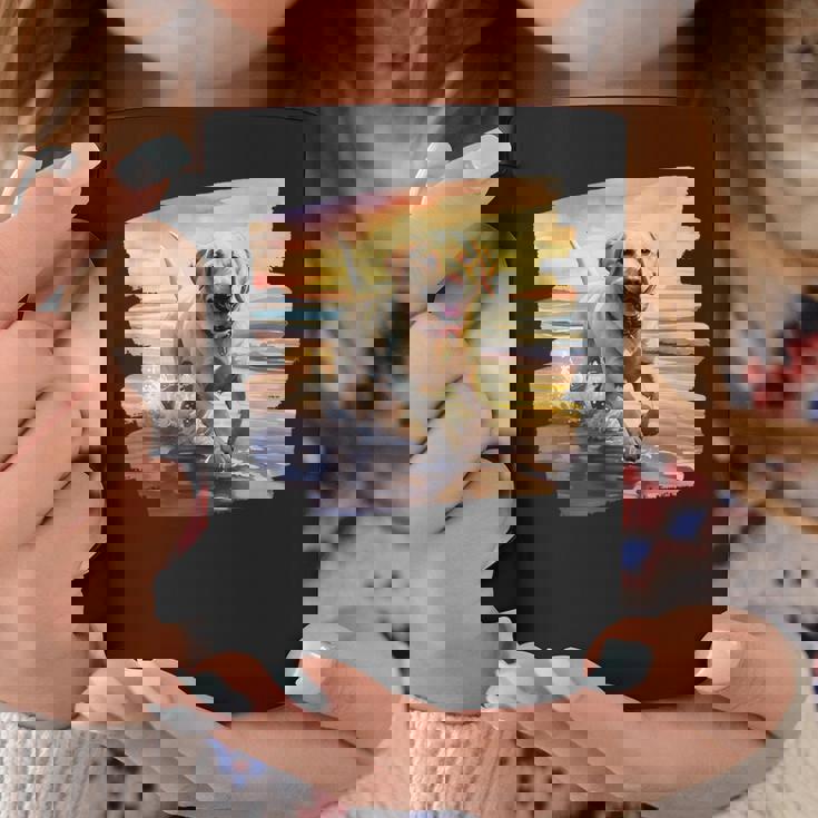 ラブラドールオンザビーチ、ラボ、犬、ラブラドール子犬 コーヒーマグ 面白い贈り物