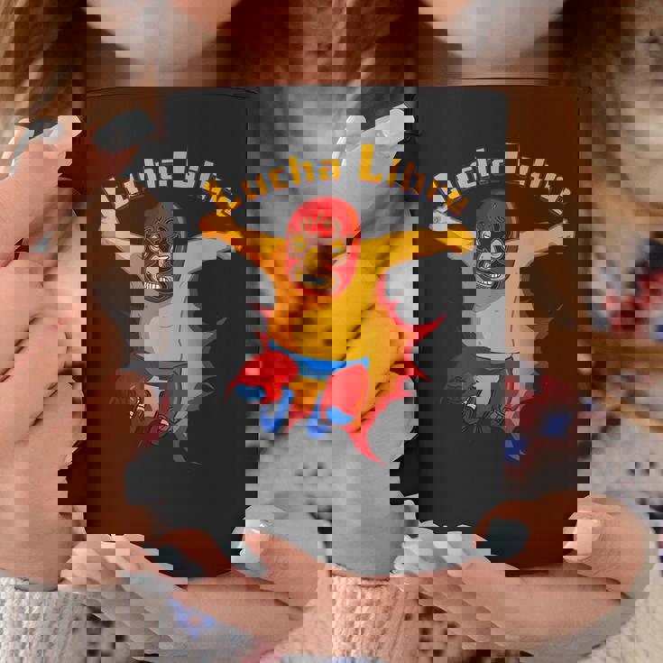 ルチャリブレメキシコ覆面レスラー漫画アクションポーズ コーヒーマグ 面白い贈り物