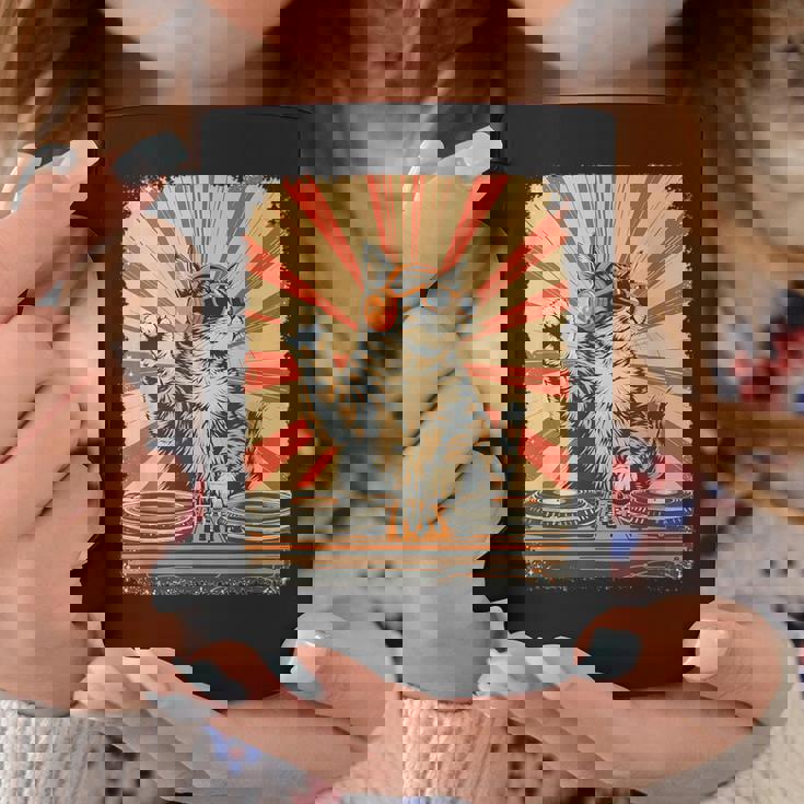 レトロ Dj 猫 ヘッドフォン付き ディスコ 音楽愛好家 男性 女性 キッズ コーヒーマグ 面白い贈り物