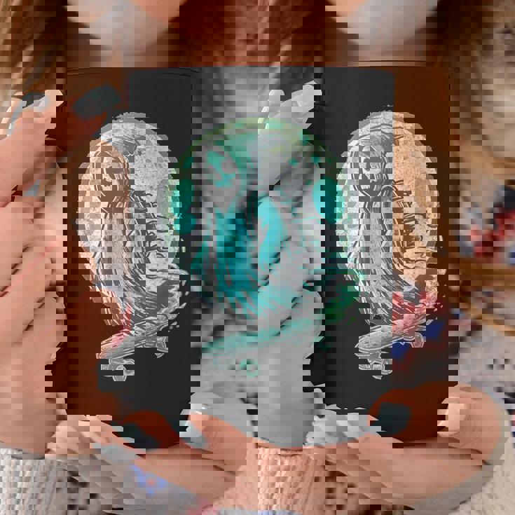 レトロ スケーター オバケ スカル スケートボード ハロウィン 不気味 スケルトン 骸骨 面白い ギフト ストリート コーヒーマグ 面白い贈り物