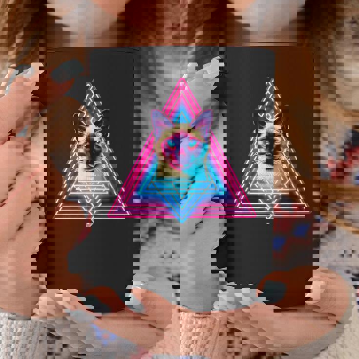 レトロな三角形のピラミッド猫のシャム猫 コーヒーマグ 面白い贈り物