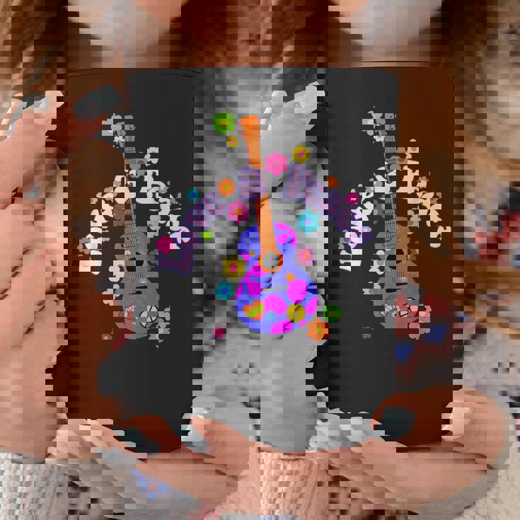 レトロフラワーパワーギター-ラブアンドピース2-ファンファン コーヒーマグ 面白い贈り物