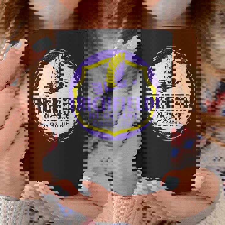 レトロヴィンテージガソリンスタンド リッチフィールドガソリン車 バイクガレージ コーヒーマグ 面白い贈り物