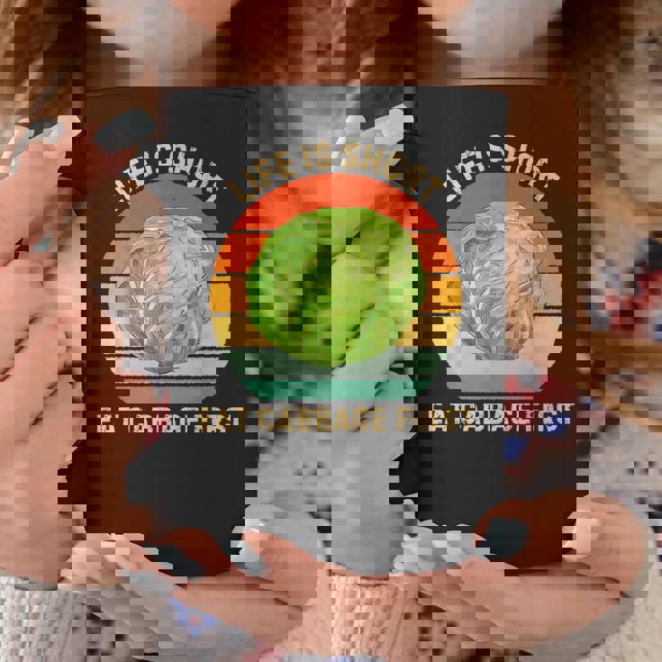 レトロ生活は短い。キャベツはじめてのキャベツ料理好き コーヒーマグ 面白い贈り物