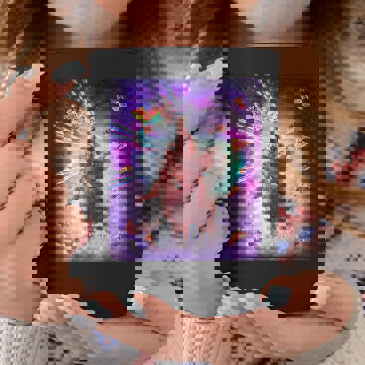 レーザーアイズスペースキャットライディングナマケモノ、ラマ-レインボー コーヒーマグ 面白い贈り物