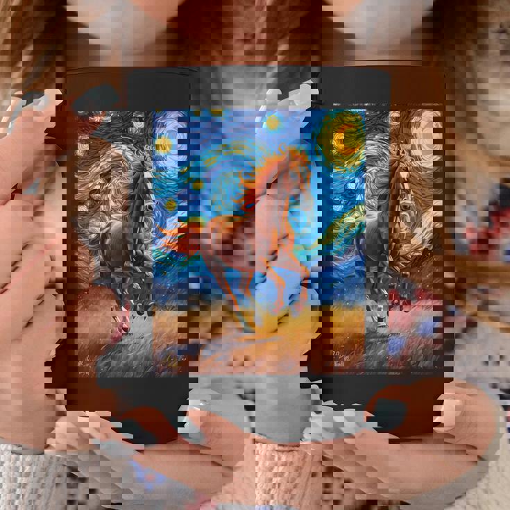 ヴァンゴッホの星空の夜ワイルドホースマスタングアニマル愛好家 コーヒーマグ 面白い贈り物