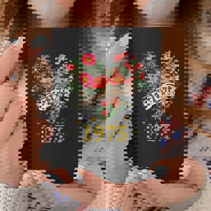 ヴィンテージ 1975年 楽しい かわいい 花柄 花 ラブハート 49歳の誕生日 コーヒーマグ 面白い贈り物