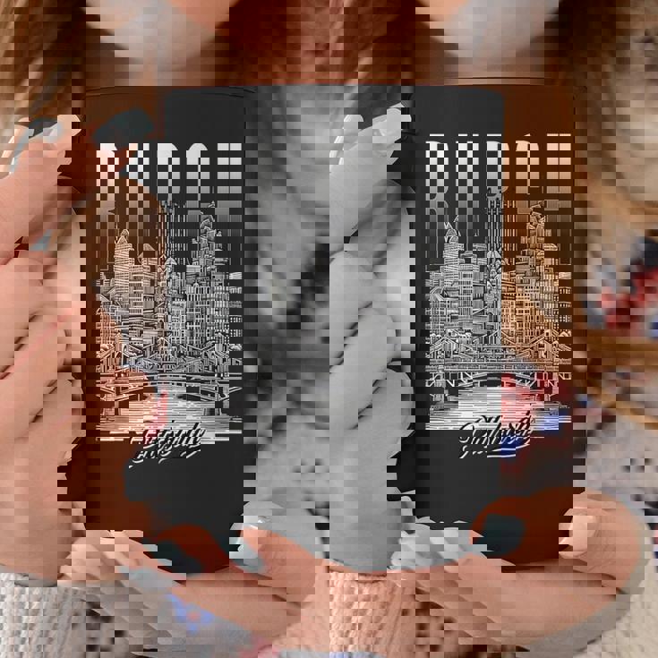 ヴィンテージ ピッツバーグ スカイライン ドローイング バーグ スチール シティ ブリッジ コーヒーマグ 面白い贈り物