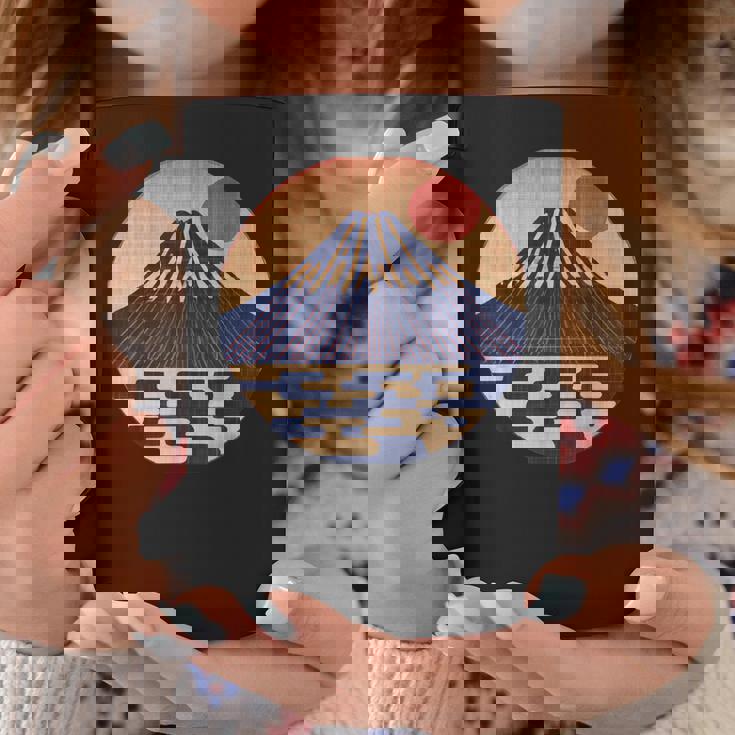 ヴィンテージ 和 富士山 山の上の日本の舞う太陽 コーヒーマグ 面白い贈り物