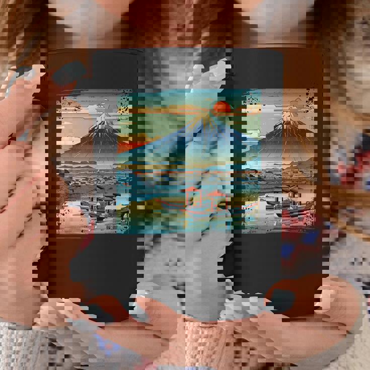 ヴィンテージ 日本の富士山 山に昇る太陽 コーヒーマグ 面白い贈り物