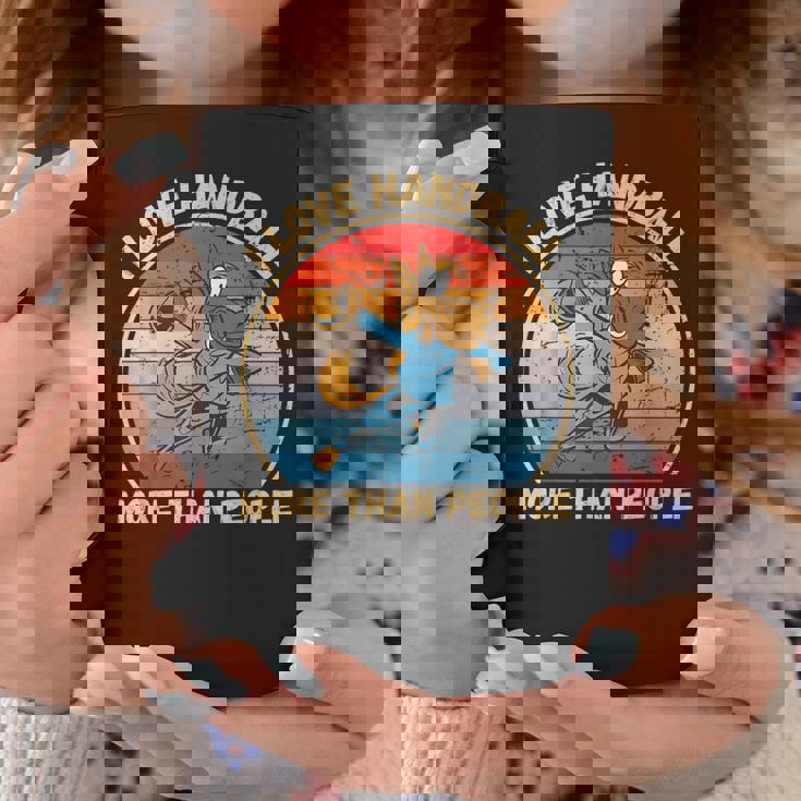 ヴィンテージ馬 I Love Handball More Than People コーヒーマグ 面白い贈り物