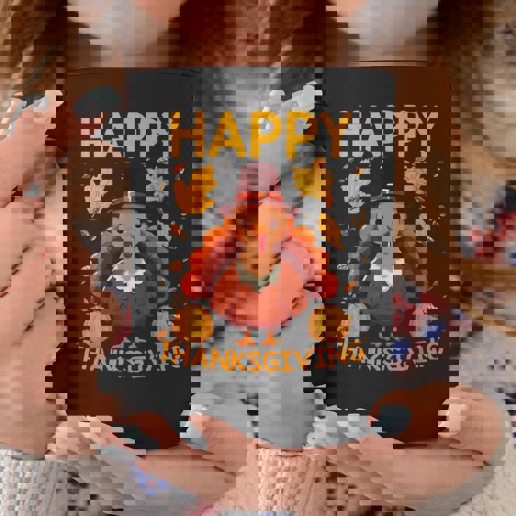 七面鳥の日ファミリーディナーとハッピー感謝祭の男性女性。 コーヒーマグ 面白い贈り物