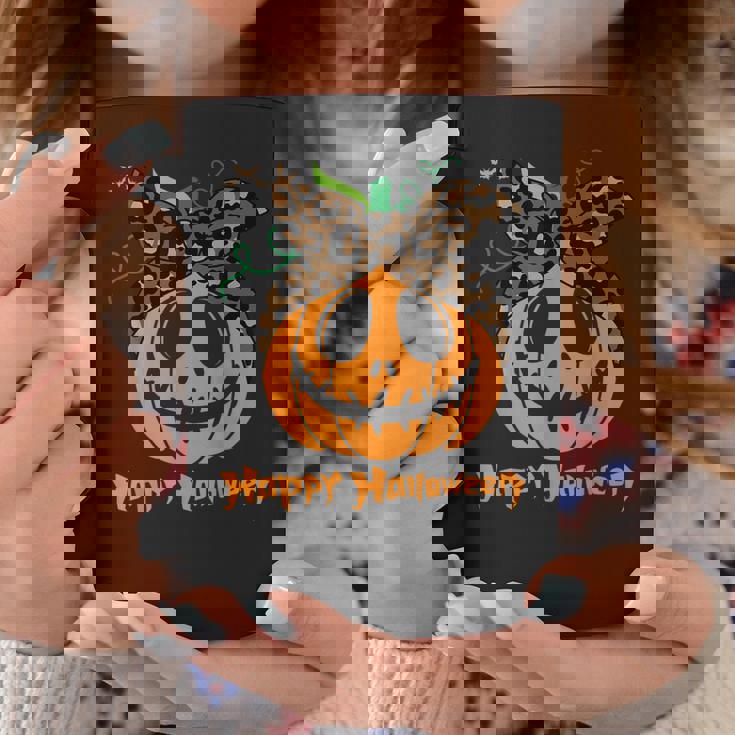 不気味なカボチャ ヒョウ柄 乱雑なお団子 ハロウィン 面白い コーヒーマグ 面白い贈り物