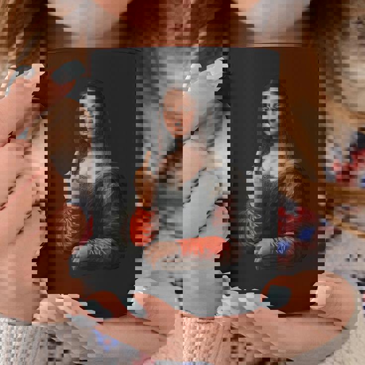 中指軽量グラフィックのモナリザ コーヒーマグ 面白い贈り物