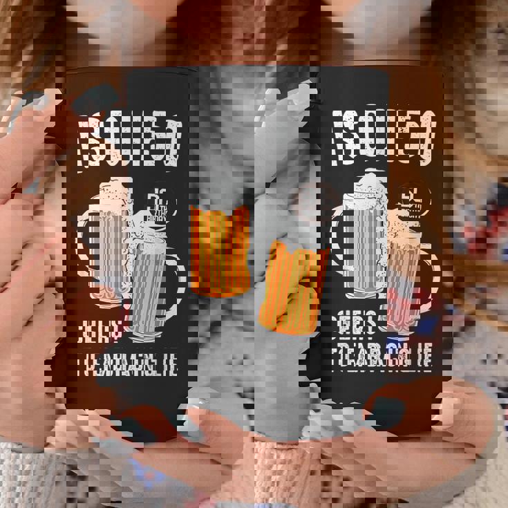 五十歳 五十路 ビール好き 酒好き 父 母 男性 女性 50歳お祝い Cheers To Embracing Life コーヒーマグ 面白い贈り物