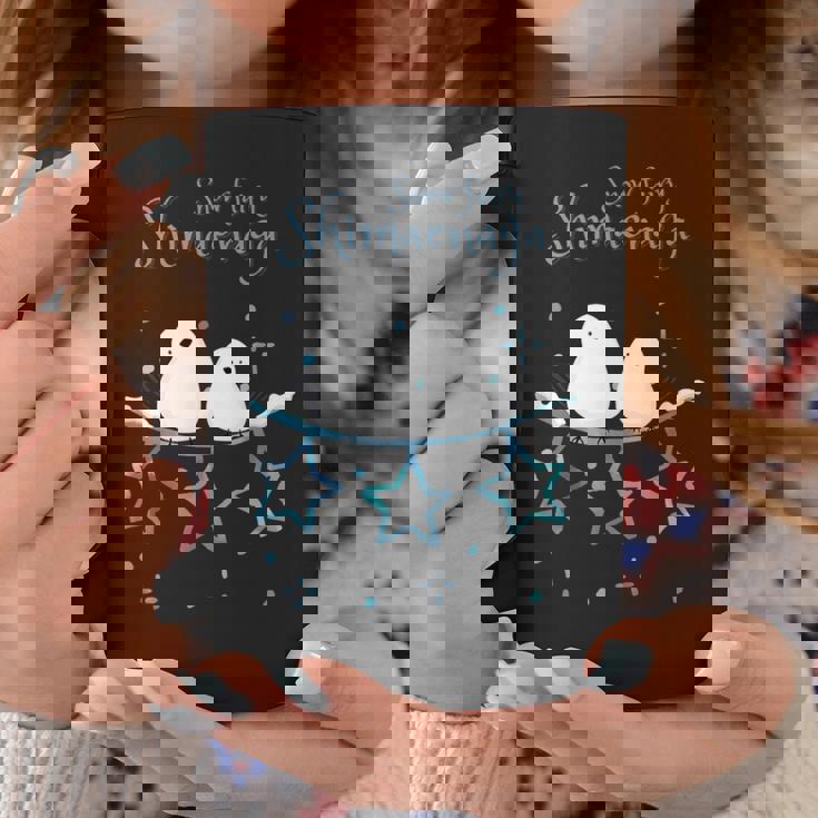 人気話題 シマエナガの親子 雪 雪の結晶 妖精 北海道 日本の野鳥 星 白い小鳥 星 コーヒーマグ 面白い贈り物