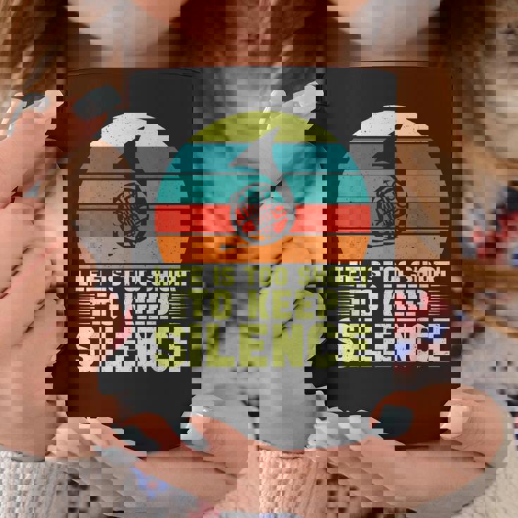 人生は短すぎて沈黙を保つにはフレンチホルン コーヒーマグ 面白い贈り物